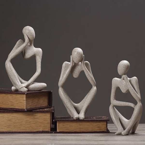 Escultura Decorativa O Pensador Estatueta 3 Peças-Harmonia do lar