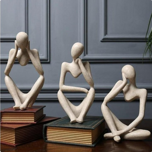 Escultura Decorativa O Pensador Estatueta 3 Peças-Harmonia do lar