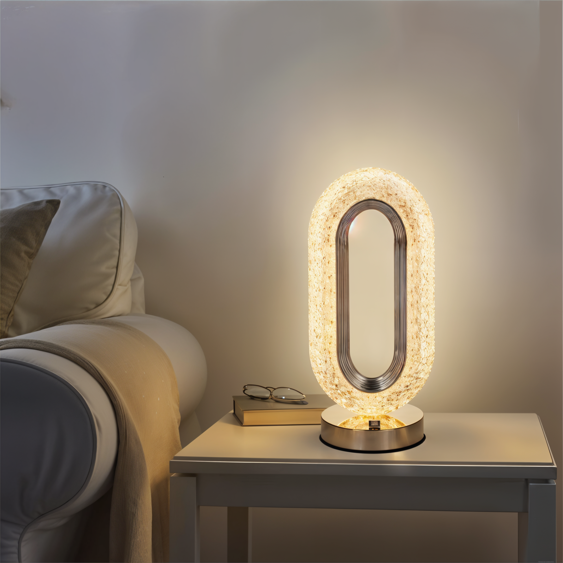 Luminária de Mesa Cristale Oval Luxuosa-Harmonia do lar