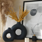 Vaso Decorativo para Sala de Cerâmica Rosquinha 2 Peças-2 Pçs - Preto-Harmonia do lar