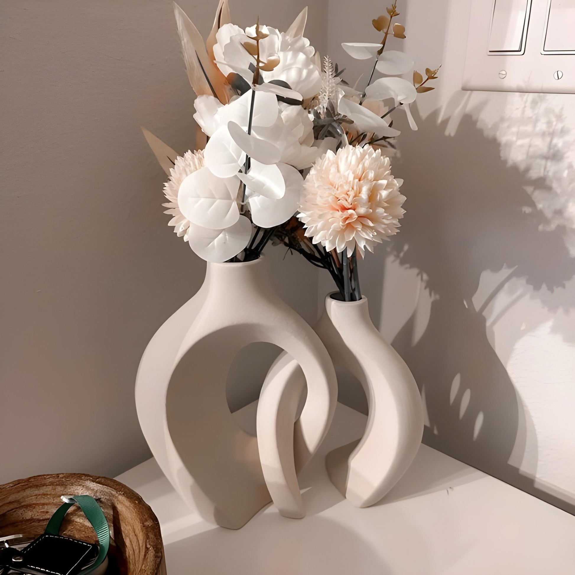 Vaso Decorativo para Sala de Cerâmica para Mesa 2 em 1-Harmonia do lar