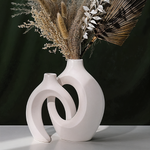 Vaso Decorativo para Sala de Cerâmica para Mesa 2 em 1-Branco-Harmonia do lar