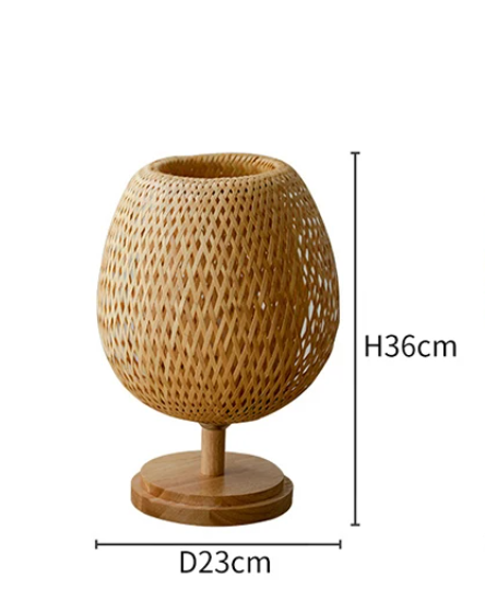 Abajur de Mesa Tecelagem De Bambu Rattan Led - Harmonia do lar