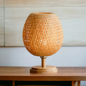 Abajur de Mesa Tecelagem De Bambu Rattan Led - Harmonia do lar