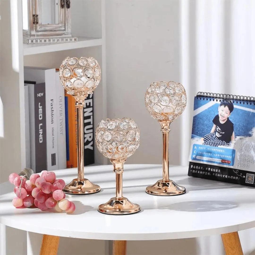 Castiçal de Vela Dourado para Mesa - Decoração - Harmonia do lar