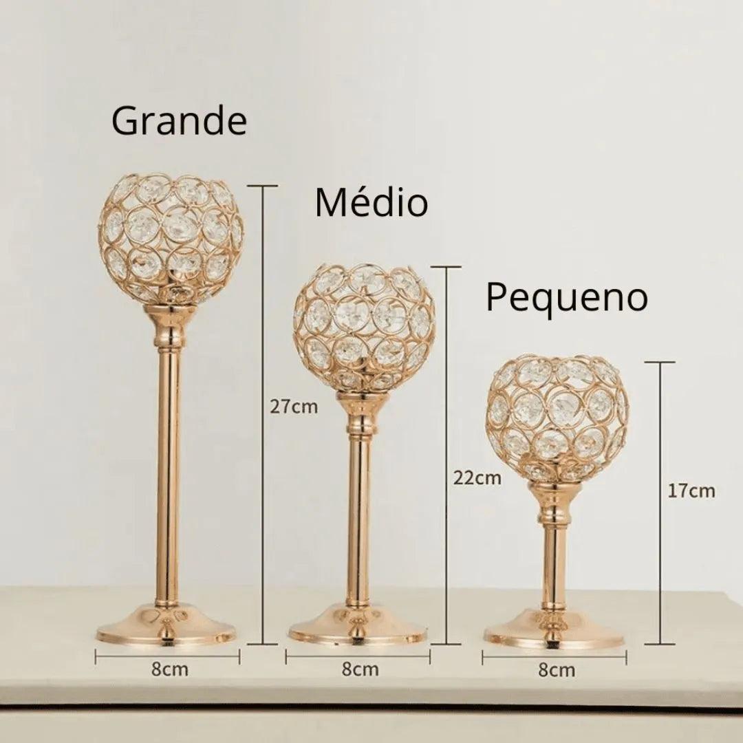 Castiçal de Vela Dourado para Mesa - Decoração - Harmonia do lar