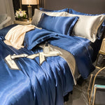 Conjunto de Cama de Luxo - Capa de Edredom, Lençol e Fronhas Incluídos - Azul - Harmonia do lar