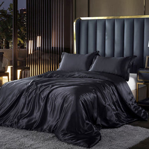 Conjunto de Cama em Seda de Amoreira - Preto - Harmonia do lar