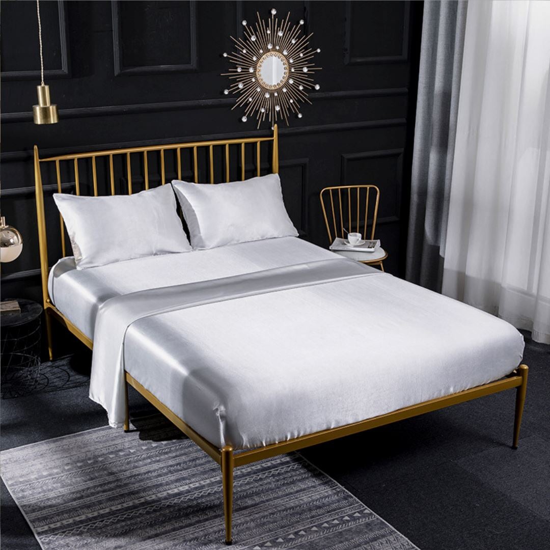 Conjunto de Roupa de Cama em Cetim de Luxo - Branco - Harmonia do lar