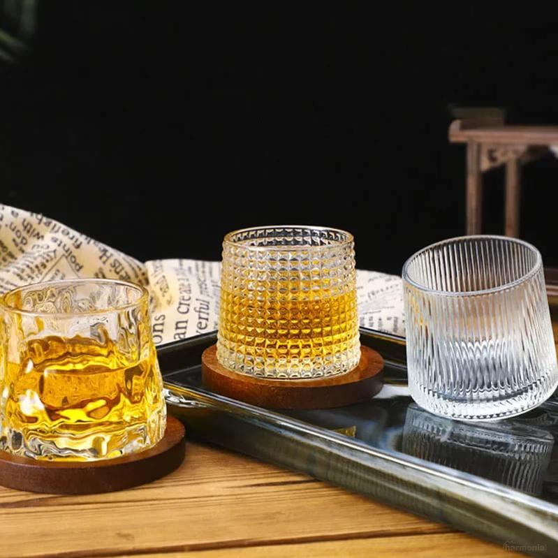 Copo de Whisky Cristal com Base Rotativo Bar em Casa-Harmonia do lar