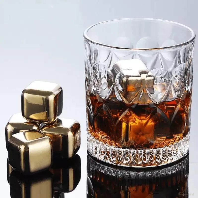 Cubos de Gelo Aço Inox Dourado com Pegador -Harmonia do lar - Harmonia do lar