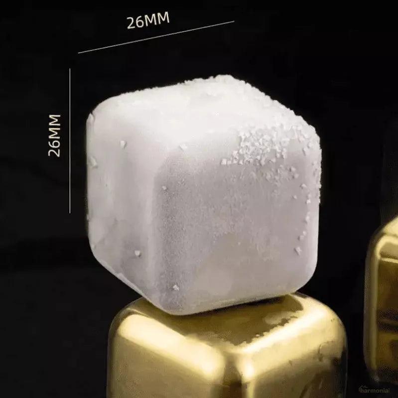 Cubos de Gelo Aço Inox Dourado com Pegador -Harmonia do lar - Harmonia do lar