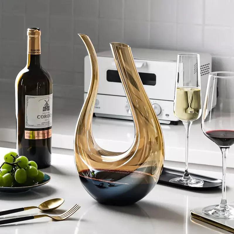 Decanter de Vinho Recipiente de Vidro Cisne Decantador Ambar-Harmonia do lar - Harmonia do lar