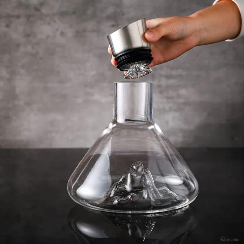 Decanter de Vinho Vidro Iceberg Aerador Home Bar-Harmonia do lar