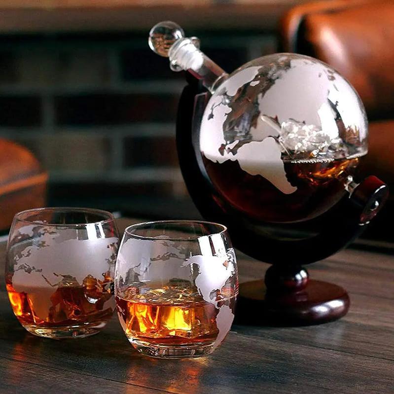 Decanter Whisky Globo Conjunto Recipiente de Vidro-Harmonia do lar