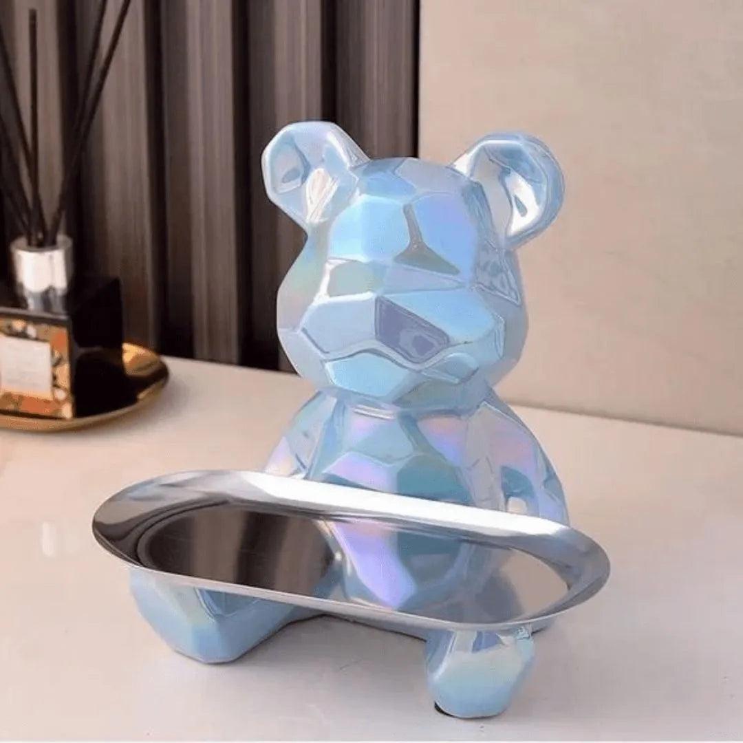 Escultura Decorativa com Bandeja Urso Geométrico - Harmonia do lar