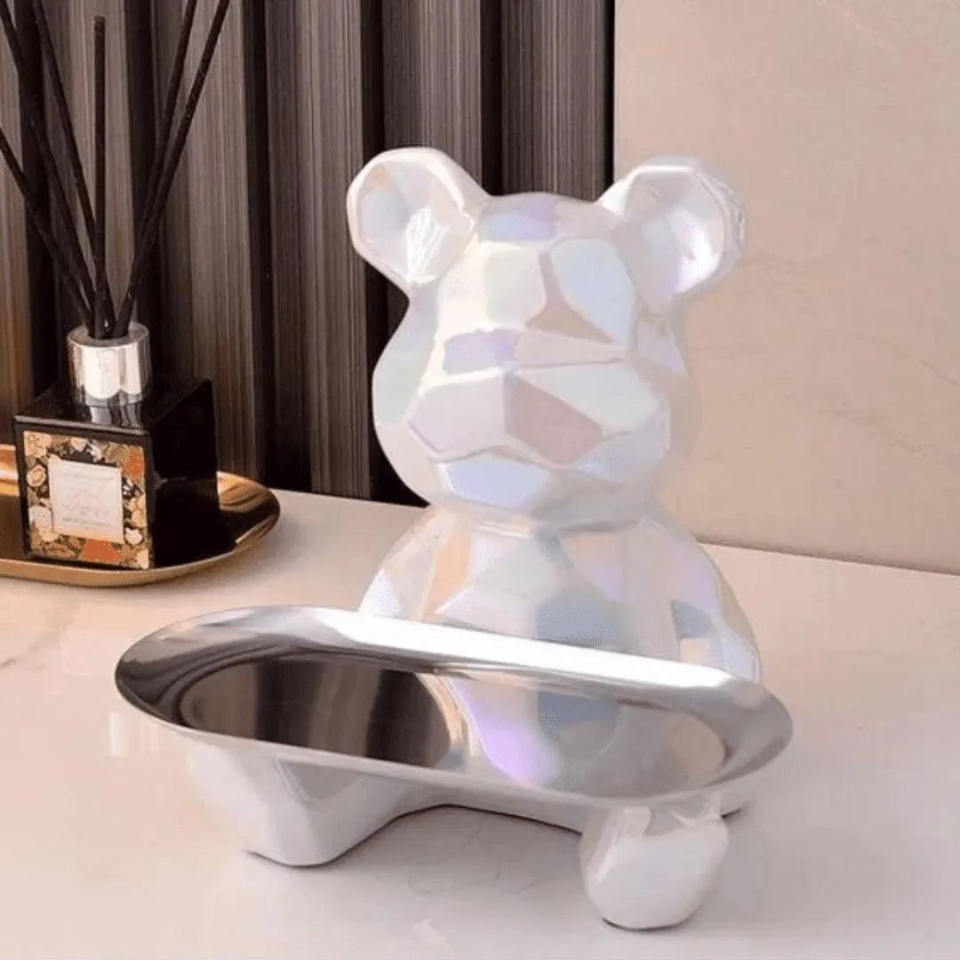 Escultura Decorativa com Bandeja Urso Geométrico - Harmonia do lar