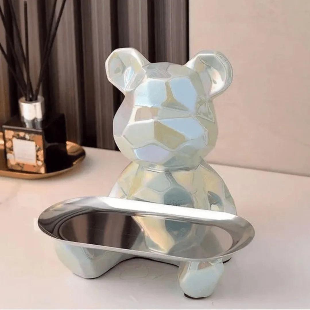 Escultura Decorativa com Bandeja Urso Geométrico - Harmonia do lar