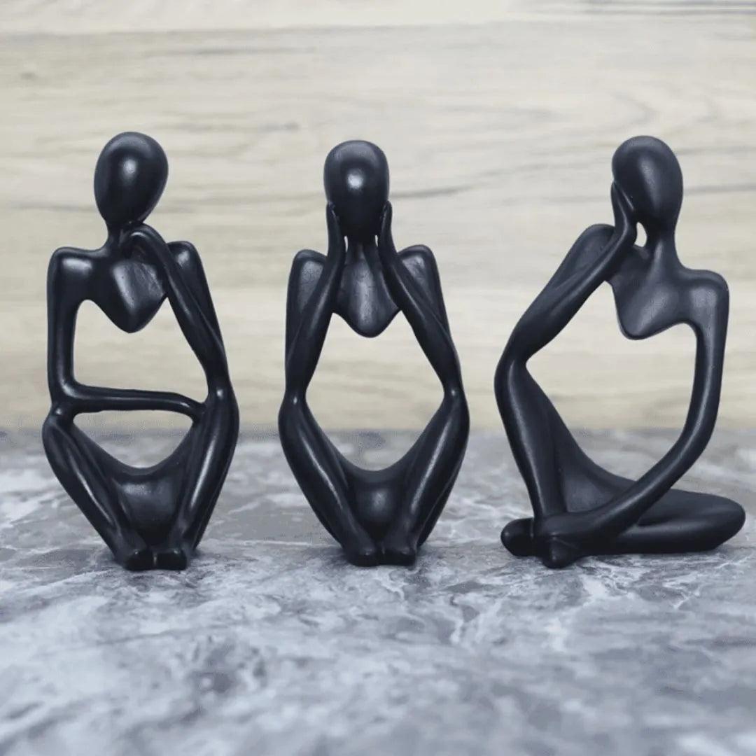 Escultura Decorativa O Pensador Estatueta 3 Peças - Harmonia do lar