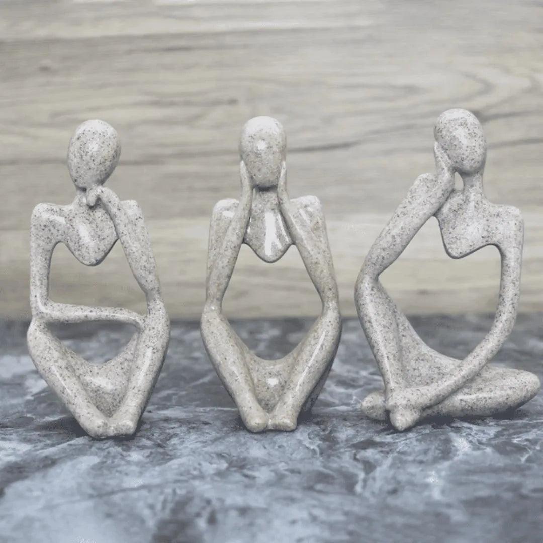 Escultura Decorativa O Pensador Estatueta 3 Peças - Harmonia do lar