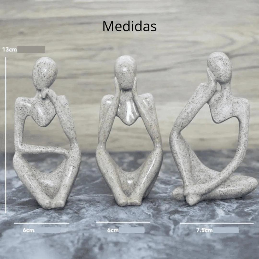Escultura Decorativa O Pensador Estatueta 3 Peças - Harmonia do lar