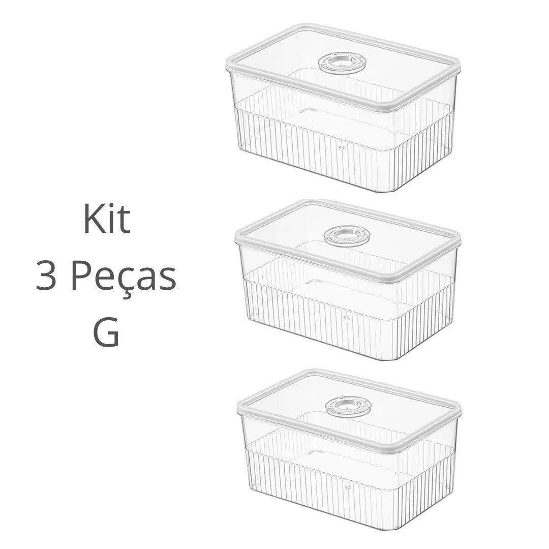 Kit 3 Organizador de Geladeira Com Tampa - Harmonia do lar