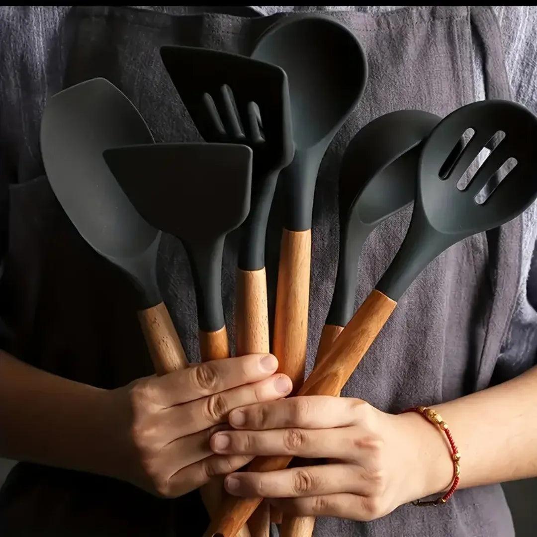 Kit 7 Utensílios De Cozinha De Silicone Antiaderente - Harmonia do lar