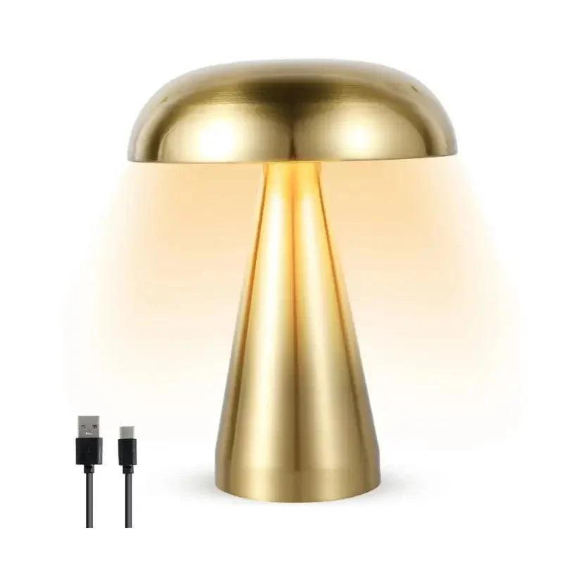 Luminária de Mesa Decorativa Cogumelo Recarregável em Metal - Harmonia do lar