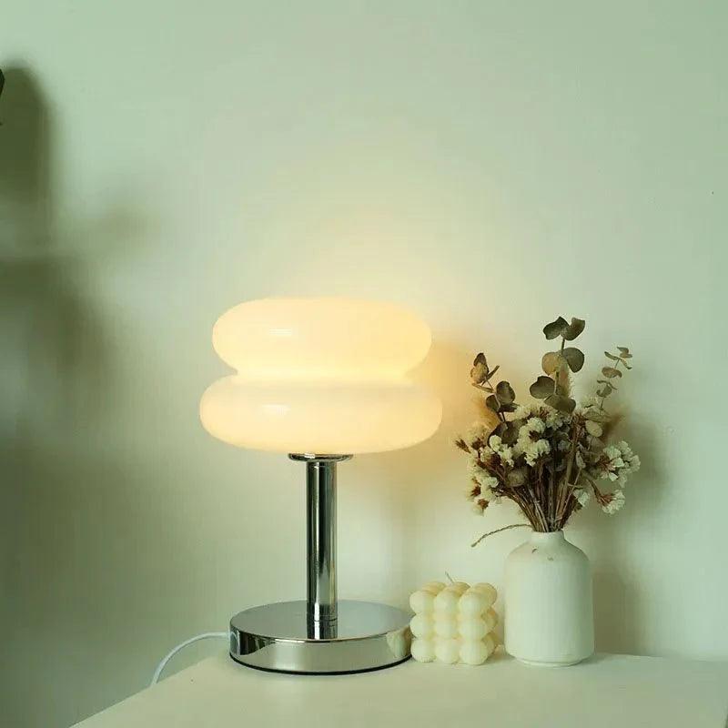 Luminária de Mesa Moderna Vidro e Inox - Harmonia do lar