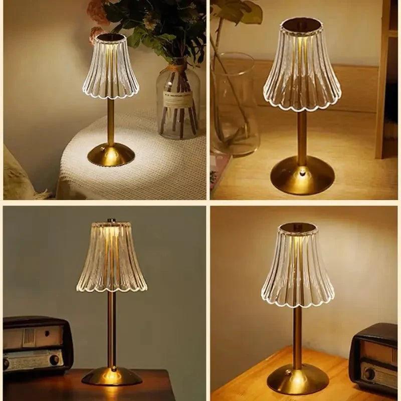 Luminária de Mesa Sem Fio Abajur Dourada Elegânce - Harmonia do lar