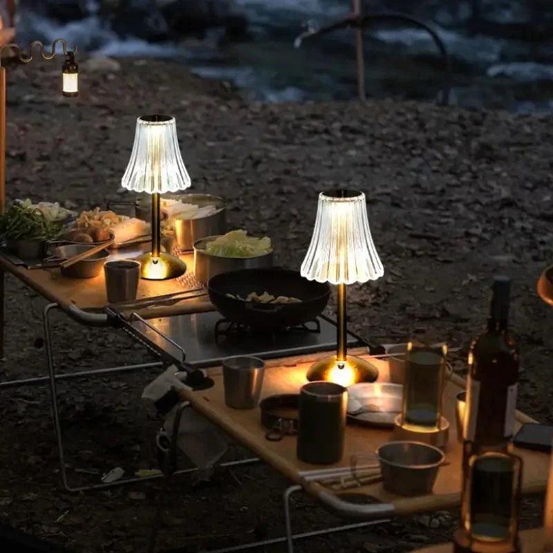 Luminária de Mesa Sem Fio Abajur Dourada Elegânce - Harmonia do lar