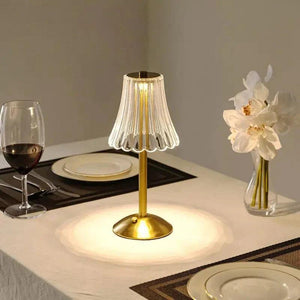 Luminária de Mesa Sem Fio Abajur Dourada Elegânce - Harmonia do lar