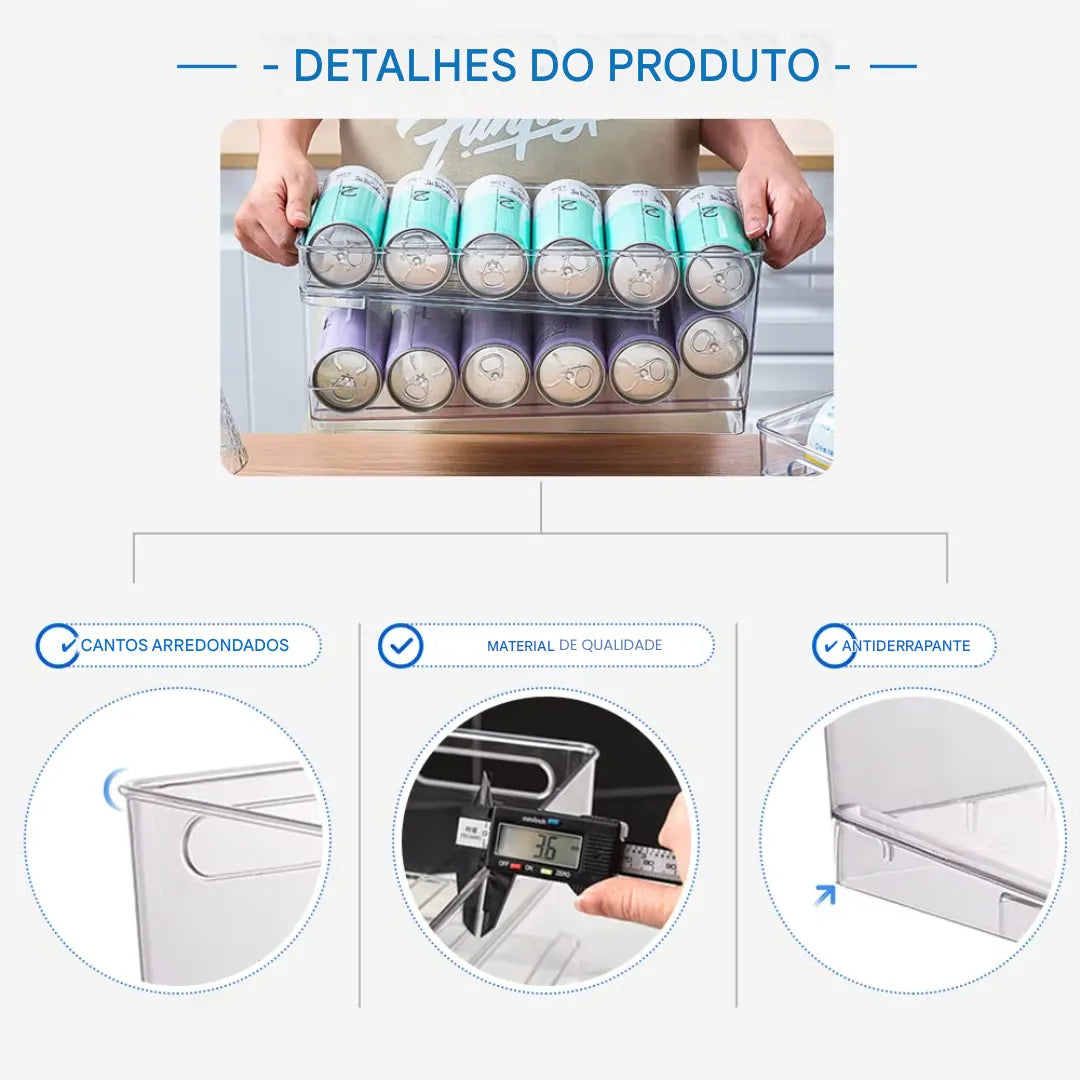 Organizador de Latas para Geladeira Automático - Organizadores de Cozinha - Harmonia do lar