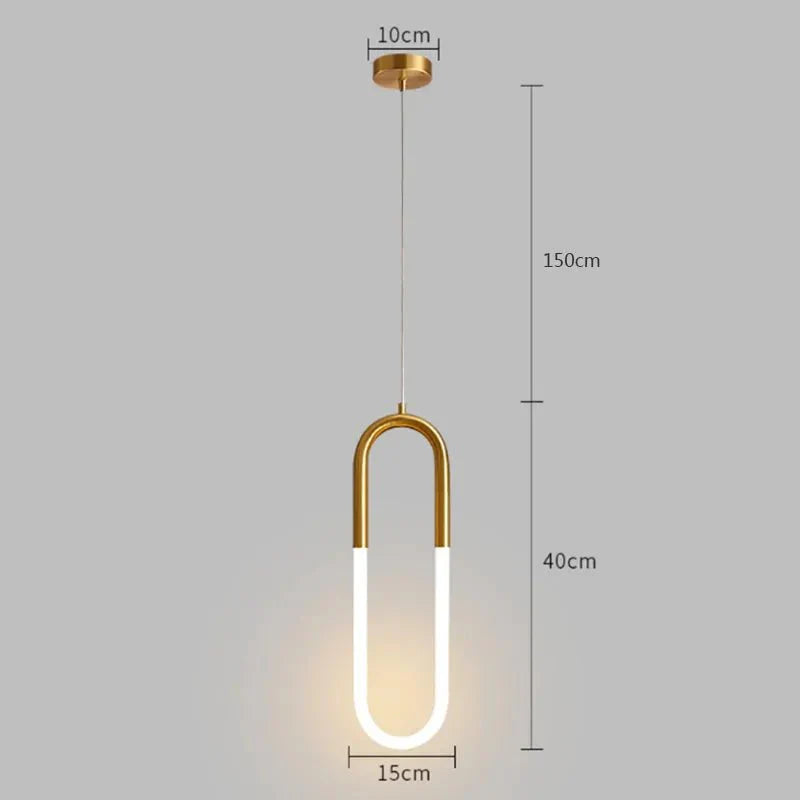 Pendente Minimalista Metal e Led-Harmonia do lar-Dourado 1 luz-Branca fria-