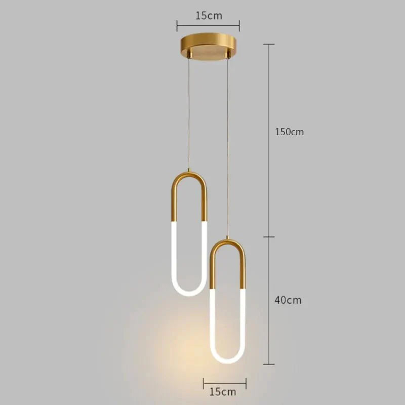 Pendente Minimalista Metal e Led-Harmonia do lar-Dourado 2 luz-Branca fria-