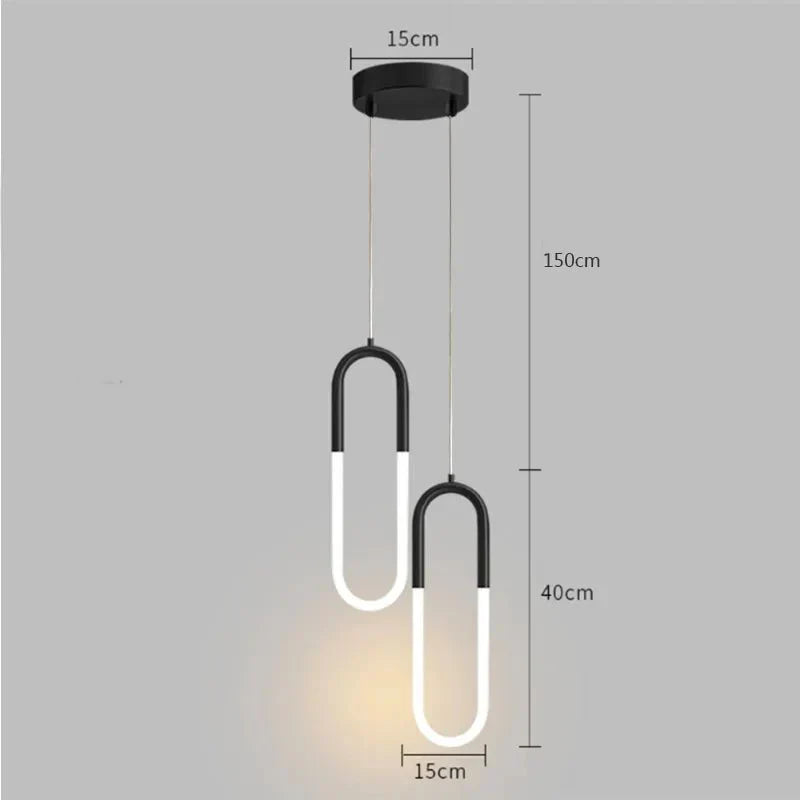 Pendente Minimalista Metal e Led-Harmonia do lar-Preto 2 luz-Branca fria-