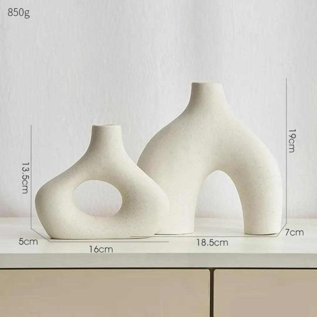 Vaso Decorativo para Sala de Cerâmica 2 Peças - Harmonia do lar